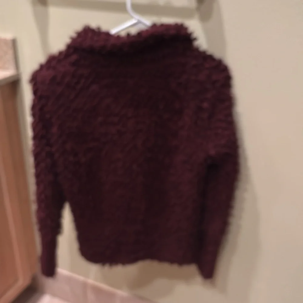 NWOT IRO Cathy woman's maroon fuzzy jacket